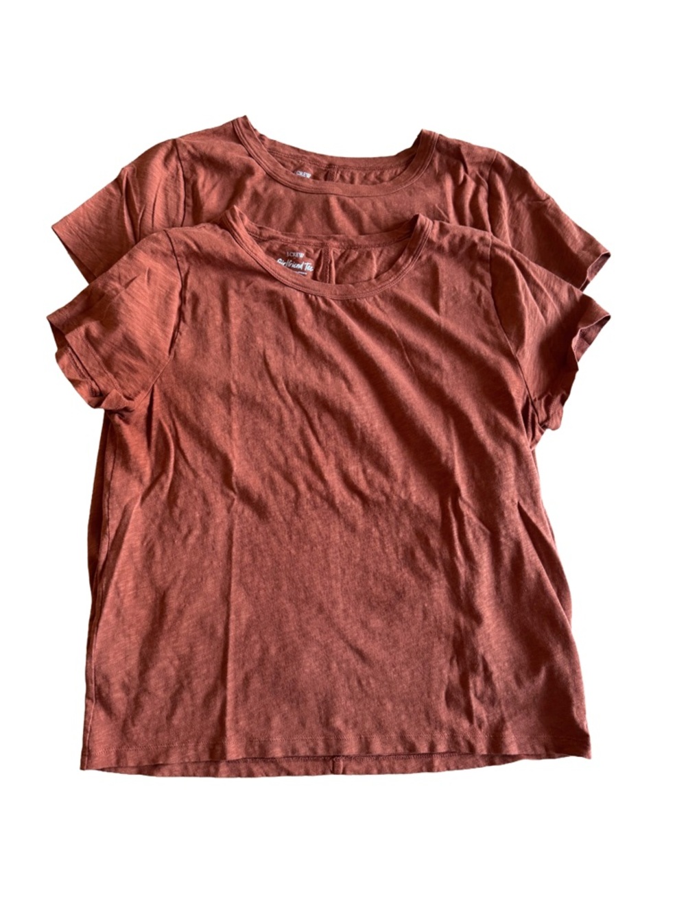 J Crew Classic Crewneck Girlfriend Tee - 2 shirts - Rust - Women’s L